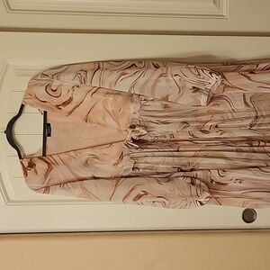 Torrid long sleeve pleated skirt swirl coverup